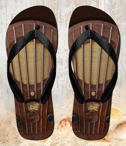 FA0304 Vintage Bakelite Deco Radio Tongs Sandales Slipper été Plage Flip Flops Unisex