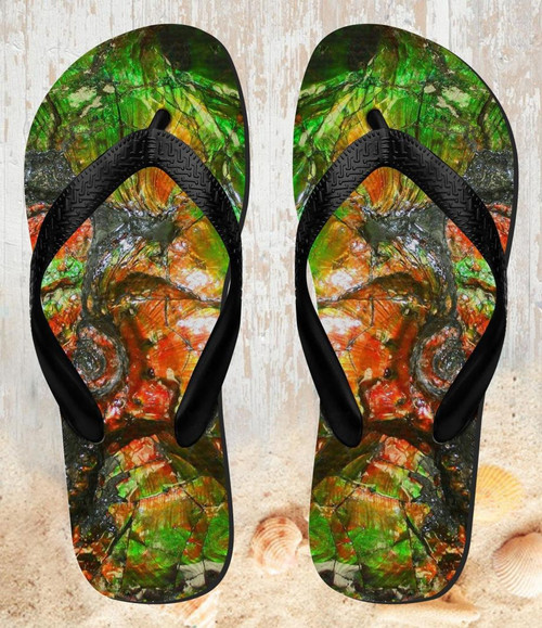 FA0320 Ammonite Fossil Tongs Sandales Slipper été Plage Flip Flops Unisex