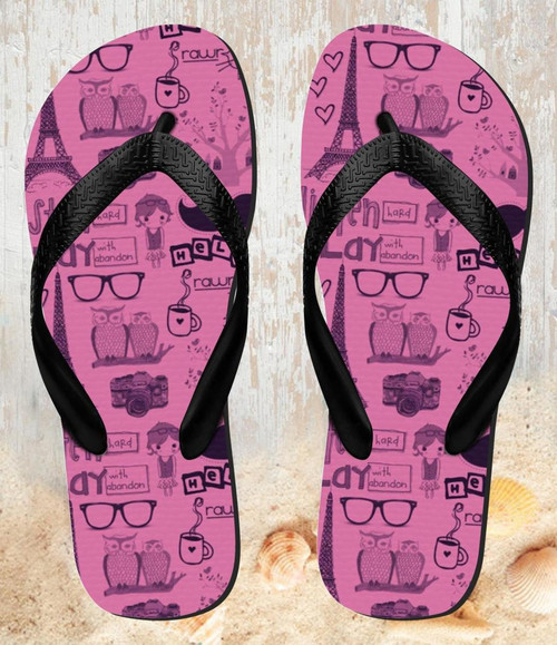 FA0380 Paris Pink Tongs Sandales Slipper été Plage Flip Flops Unisex