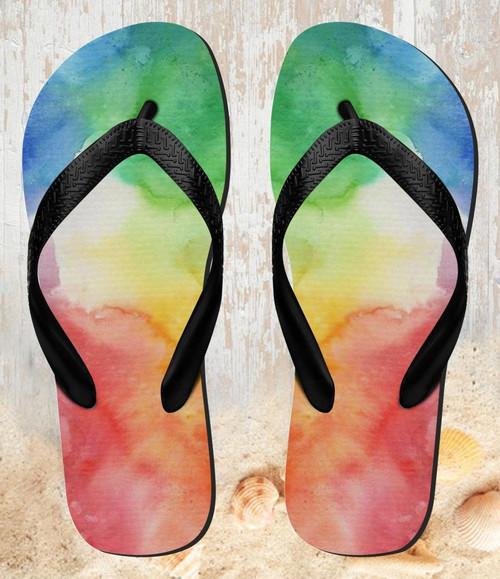 FA0408 Colorful Watercolor Tongs Sandales Slipper été Plage Flip Flops Unisex