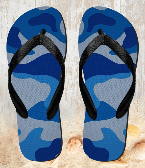 FA0415 Army Blue Camo Camouflage Tongs Sandales Slipper été Plage Flip Flops Unisex