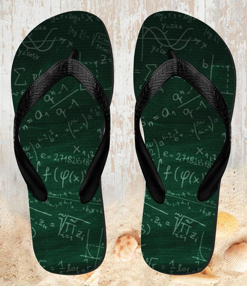 FA0480 Math Formula Greenboard Tongs Sandales Slipper été Plage Flip Flops Unisex