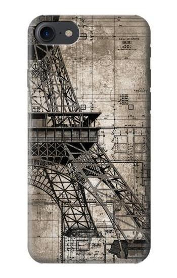 S3416 Eiffel Tower Blueprint Etui Coque Housse pour iPhone 7, iPhone 8