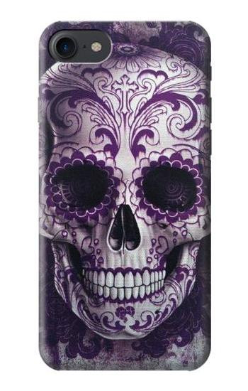 S3582 Purple Sugar Skull Etui Coque Housse pour iPhone 7, iPhone 8