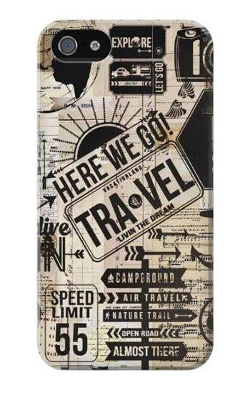 S3441 Vintage Travel Etui Coque Housse pour iPhone 5 5S SE