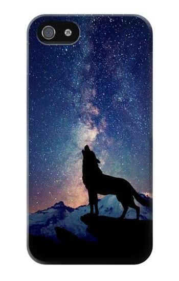 S3555 Wolf Howling Million Star Etui Coque Housse pour iPhone 5 5S SE