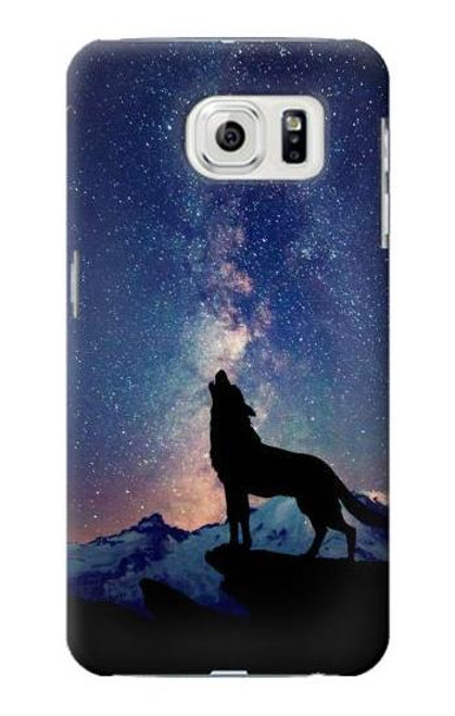 S3555 Wolf Howling Million Star Etui Coque Housse pour Samsung Galaxy S7 Edge