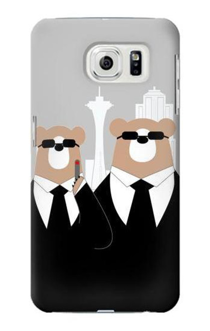 S3557 Bear in Black Suit Etui Coque Housse pour Samsung Galaxy S7 Edge