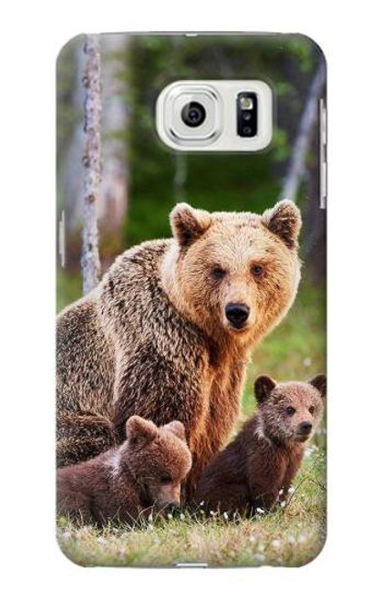 S3558 Bear Family Etui Coque Housse pour Samsung Galaxy S7 Edge