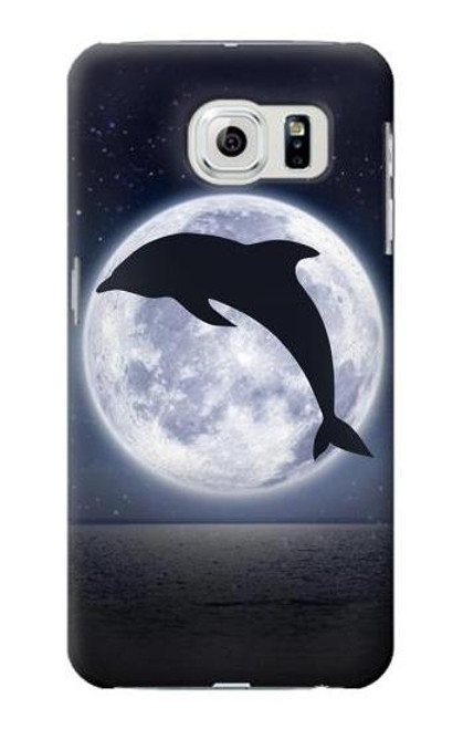 S3510 Dolphin Moon Night Etui Coque Housse pour Samsung Galaxy S6