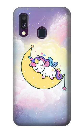 S3485 Cute Unicorn Sleep Etui Coque Housse pour Samsung Galaxy A40