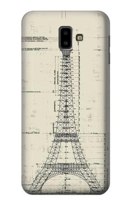S3474 Eiffel Architectural Drawing Etui Coque Housse pour Samsung Galaxy J6+ (2018), J6 Plus (2018)