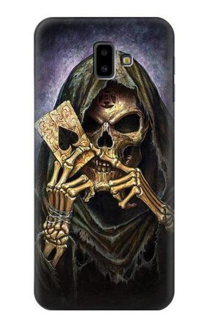 S3594 Grim Reaper Wins Poker Etui Coque Housse pour Samsung Galaxy J6+ (2018), J6 Plus (2018)