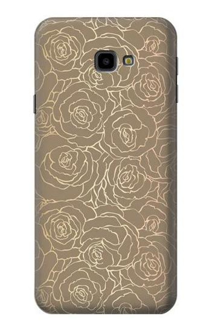 S3466 Gold Rose Pattern Etui Coque Housse pour Samsung Galaxy J4+ (2018), J4 Plus (2018)