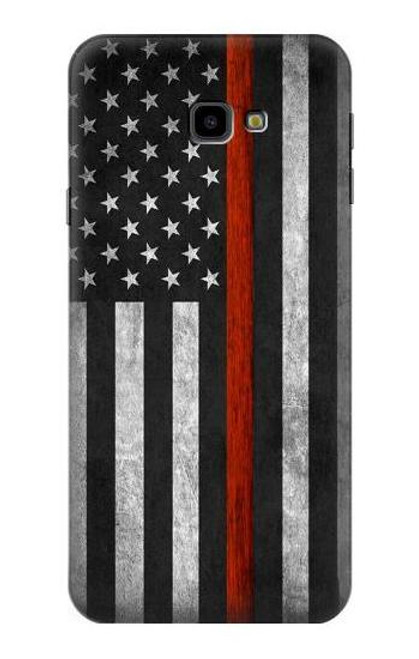 S3472 Firefighter Thin Red Line Flag Etui Coque Housse pour Samsung Galaxy J4+ (2018), J4 Plus (2018)