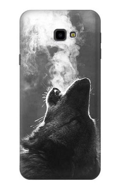 S3505 Wolf Howling Etui Coque Housse pour Samsung Galaxy J4+ (2018), J4 Plus (2018)