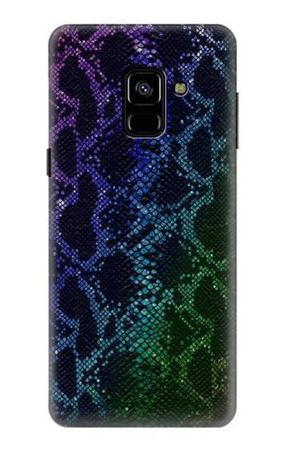 S3366 Rainbow Python Skin Graphic Print Etui Coque Housse pour Samsung Galaxy A8 (2018)