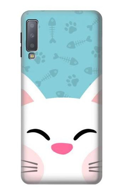 S3542 Cute Cat Cartoon Etui Coque Housse pour Samsung Galaxy A7 (2018)