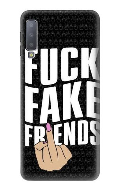 S3598 Middle Finger Fuck Fake Friend Etui Coque Housse pour Samsung Galaxy A7 (2018)