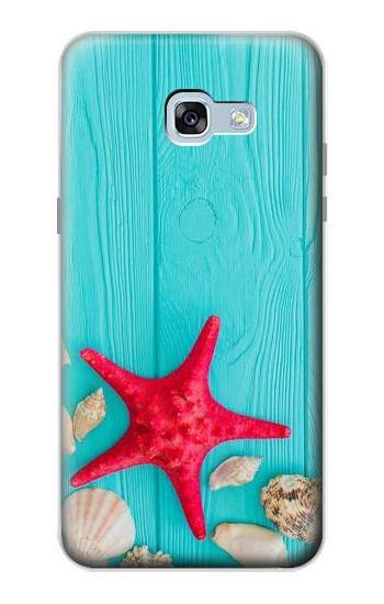 S3428 Aqua Wood Starfish Shell Etui Coque Housse pour Samsung Galaxy A5 (2017)