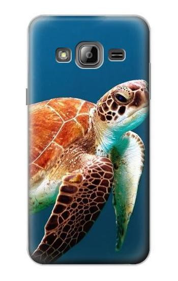 S3497 Green Sea Turtle Etui Coque Housse pour Samsung Galaxy J3 (2016)