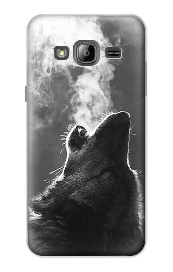 S3505 Wolf Howling Etui Coque Housse pour Samsung Galaxy J3 (2016)
