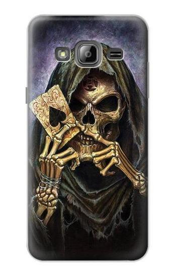 S3594 Grim Reaper Wins Poker Etui Coque Housse pour Samsung Galaxy J3 (2016)