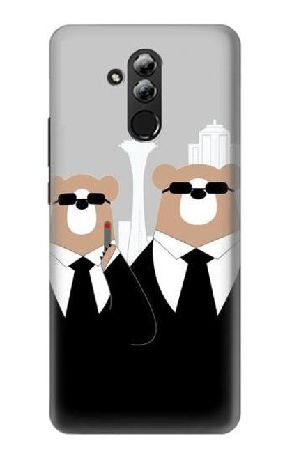 S3557 Bear in Black Suit Etui Coque Housse pour Huawei Mate 20 lite