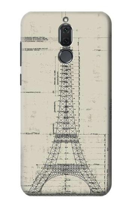 S3474 Eiffel Architectural Drawing Etui Coque Housse pour Huawei Mate 10 Lite