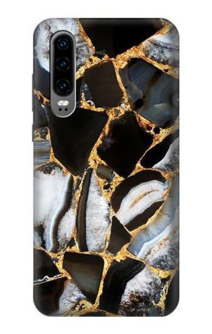 S3419 Gold Marble Graphic Print Etui Coque Housse pour Huawei P30