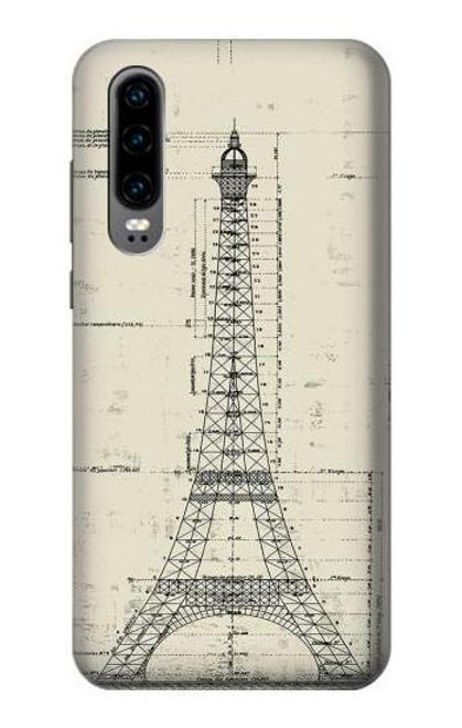 S3474 Eiffel Architectural Drawing Etui Coque Housse pour Huawei P30