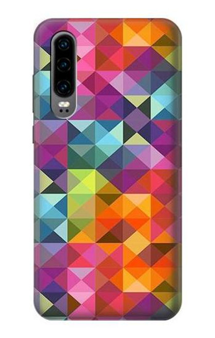 S3477 Abstract Diamond Pattern Etui Coque Housse pour Huawei P30