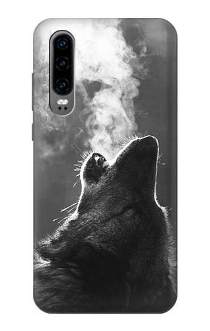 S3505 Wolf Howling Etui Coque Housse pour Huawei P30