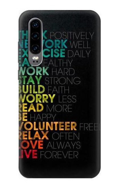 S3523 Think Positive Words Quotes Etui Coque Housse pour Huawei P30