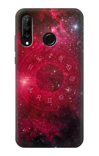 S3368 Zodiac Red Galaxy Etui Coque Housse pour Huawei P30 lite
