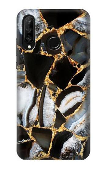 S3419 Gold Marble Graphic Print Etui Coque Housse pour Huawei P30 lite