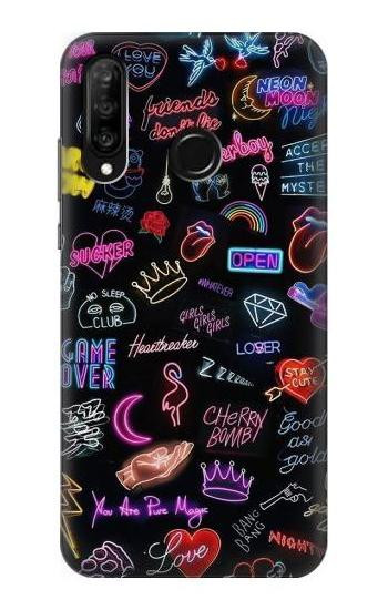 S3433 Vintage Neon Graphic Etui Coque Housse pour Huawei P30 lite