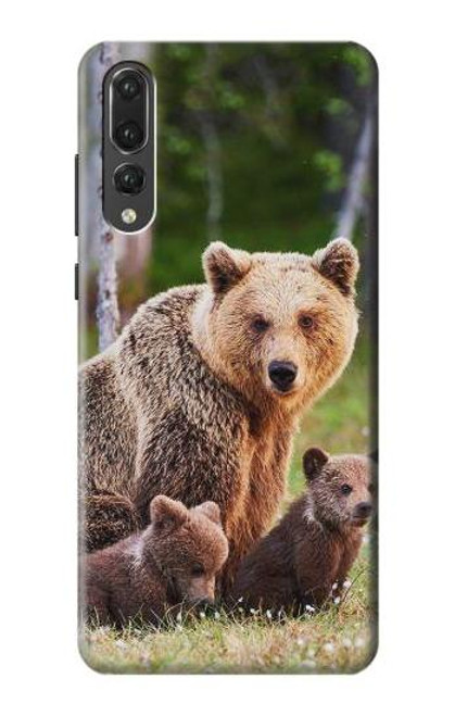 S3558 Bear Family Etui Coque Housse pour Huawei P20 Pro