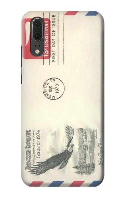 S3551 Vintage Airmail Envelope Art Etui Coque Housse pour Huawei P20