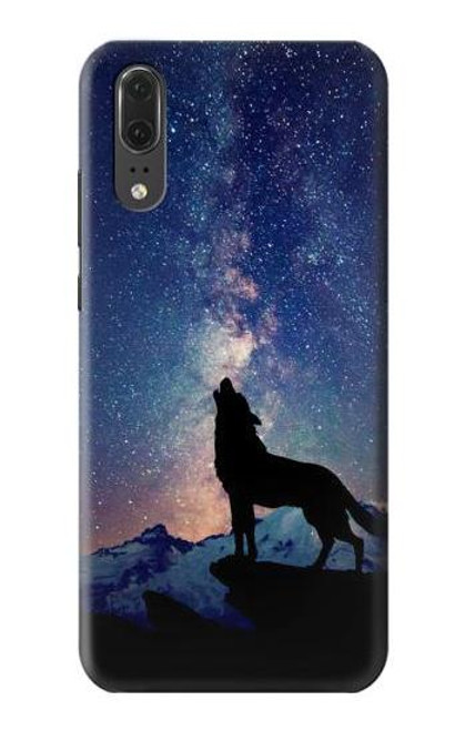S3555 Wolf Howling Million Star Etui Coque Housse pour Huawei P20