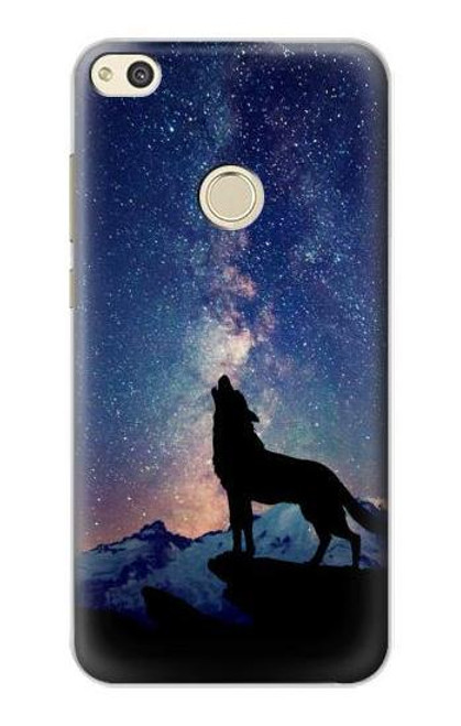 S3555 Wolf Howling Million Star Etui Coque Housse pour Huawei P8 Lite (2017)