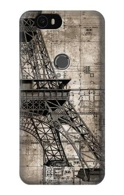 S3416 Eiffel Tower Blueprint Etui Coque Housse pour Huawei Nexus 6P