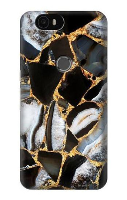 S3419 Gold Marble Graphic Print Etui Coque Housse pour Huawei Nexus 6P