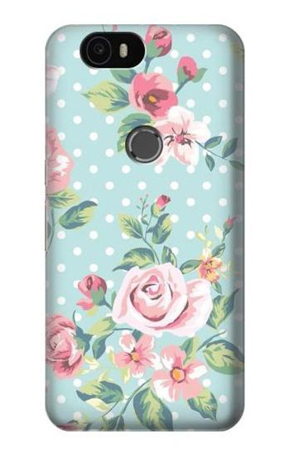 S3494 Vintage Rose Polka Dot Etui Coque Housse pour Huawei Nexus 6P