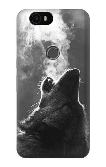 S3505 Wolf Howling Etui Coque Housse pour Huawei Nexus 6P