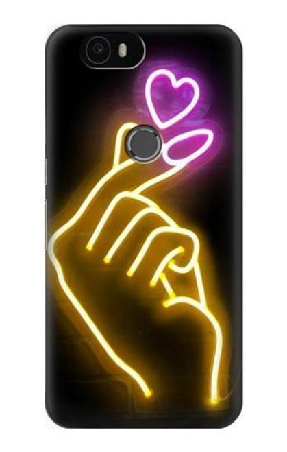 S3512 Cute Mini Heart Neon Graphic Etui Coque Housse pour Huawei Nexus 6P