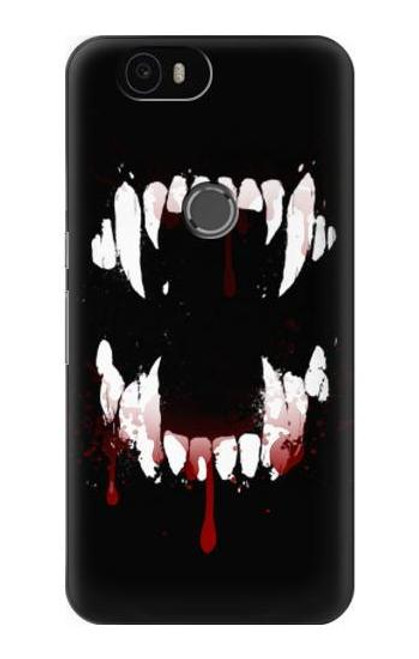 S3527 Vampire Teeth Bloodstain Etui Coque Housse pour Huawei Nexus 6P