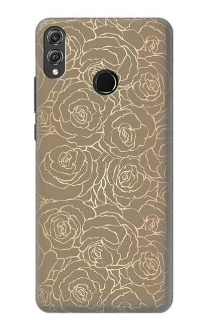 S3466 Gold Rose Pattern Etui Coque Housse pour Huawei Honor 8X