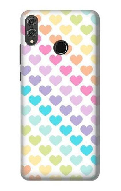 S3499 Colorful Heart Pattern Etui Coque Housse pour Huawei Honor 8X