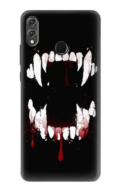 S3527 Vampire Teeth Bloodstain Etui Coque Housse pour Huawei Honor 8X